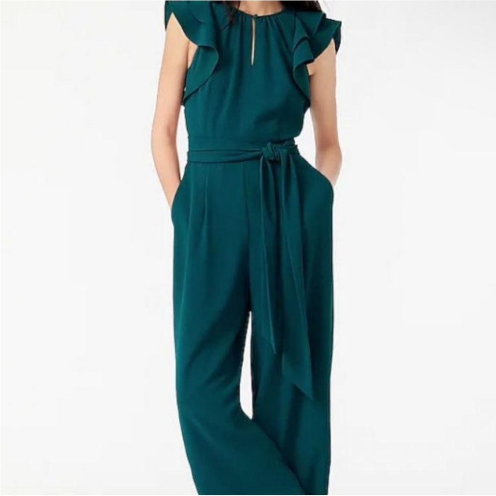 ISO Ruffle-sleeve jumpsuit in 365 crepe